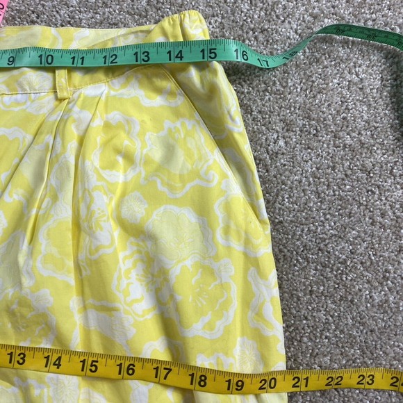 Vtg Lilly Pulitzer Pants 14 Yellow Floral Pleated Cotton Hi Waist Retro Lined - Picture 5 of 11